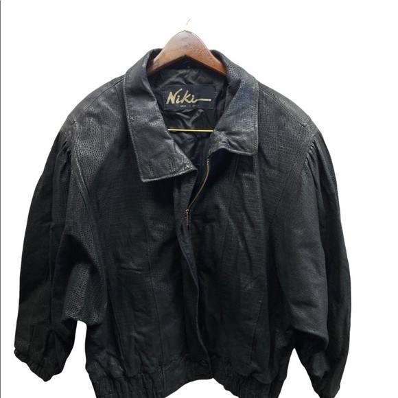 Vintage Niki Leather 80’s Style Jacket Black Textured Medium Size - Picture 1 of 11